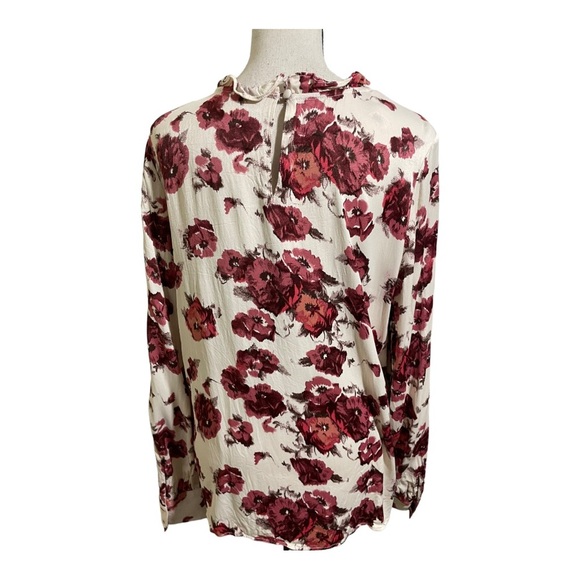 Rachel Parcell womens silk floral blouse hi neck ruffle long sleeve size large - Picture 4 of 9